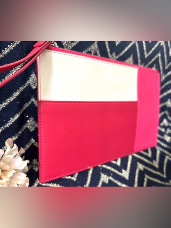 Vera Bradley Handbags - Vera Bradley Vibrant Pink , White and Red Leather Wristlet NWOT